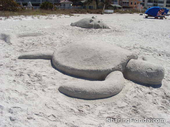 Sand Sculptures – Dolphin – Turtle – Shellfish
